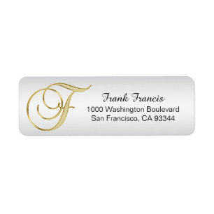 ÉTIQUETTE LETTRE MONOGRAPHIQUE D'OR D'ARGENT 'F' ENVELOPPE R