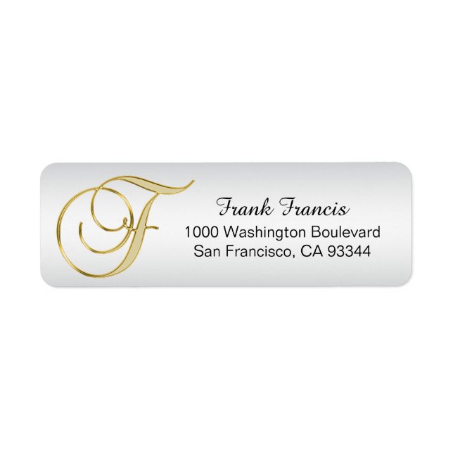 ÉTIQUETTE LETTRE MONOGRAPHIQUE D'OR D'ARGENT 'F' ENVELOPPE R (Devant)