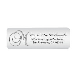 Étiquette LETTRE MONOGRAPHIQUE EN ARGENT Élégante 'M' Envelo
