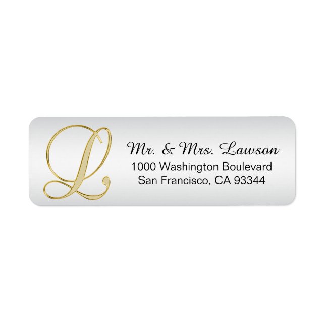 ÉTIQUETTE LETTRE MONOGRAPHIQUE OR ARGENT 'L' ENVELOPPE RETOU (Devant)