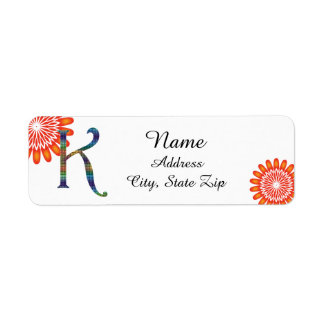 Étiquette LETTRE ORANE CLAIRE K MOSAÏQUE Florale
