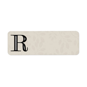 Étiquette Lettre R - noir de damassé