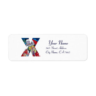 ÉTIQUETTE LETTRE X XMAS /SANTA CLAUS AVEC MONOGRAM VIOLON