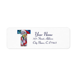 ÉTIQUETTE LETTRE XMAS T /SANTA CLAUS AVEC MONOGRAM VIOLON