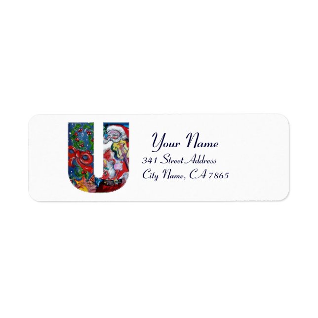 ÉTIQUETTE LETTRE XMAS U /SANTA CLAUS AVEC MONOGRAM VIOLIN (Devant)