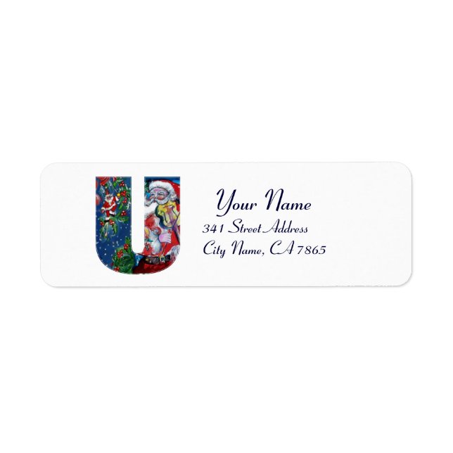 ÉTIQUETTE LETTRE XMAS U /SANTA CLAUS AVEC MONOGRAM VIOLIN (Devant)
