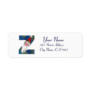 ÉTIQUETTE LETTRE Z DE NOËL / SANTA CLAUS AVEC RIBBON ROUGE