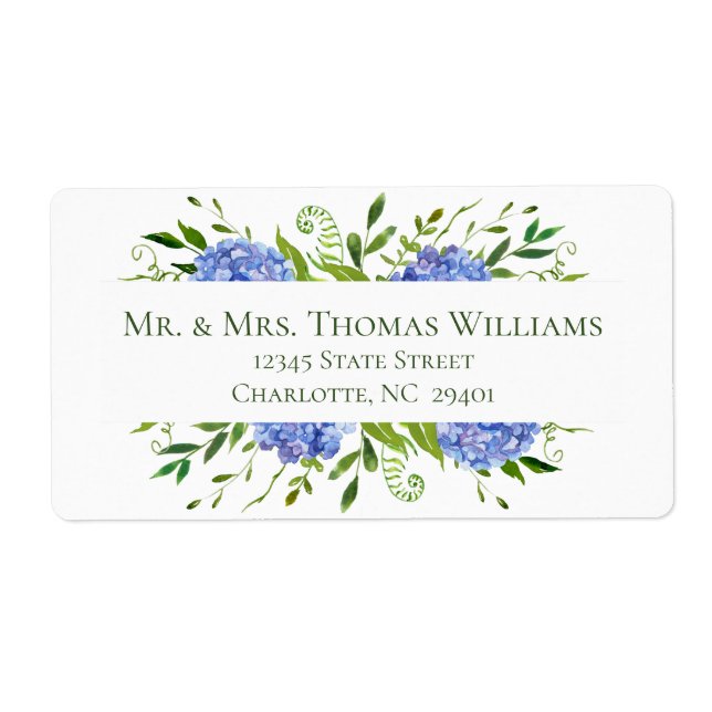 Étiquette LGBTQ Blue Hydrangeas Floral Mariage Adresse : (Devant)