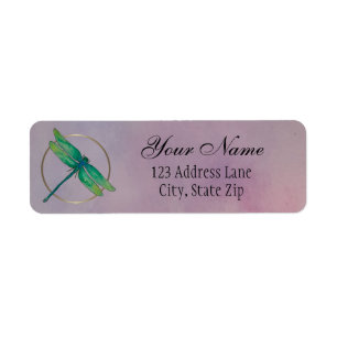 Étiquette Libellule verte avec l'étiquette de adresse de