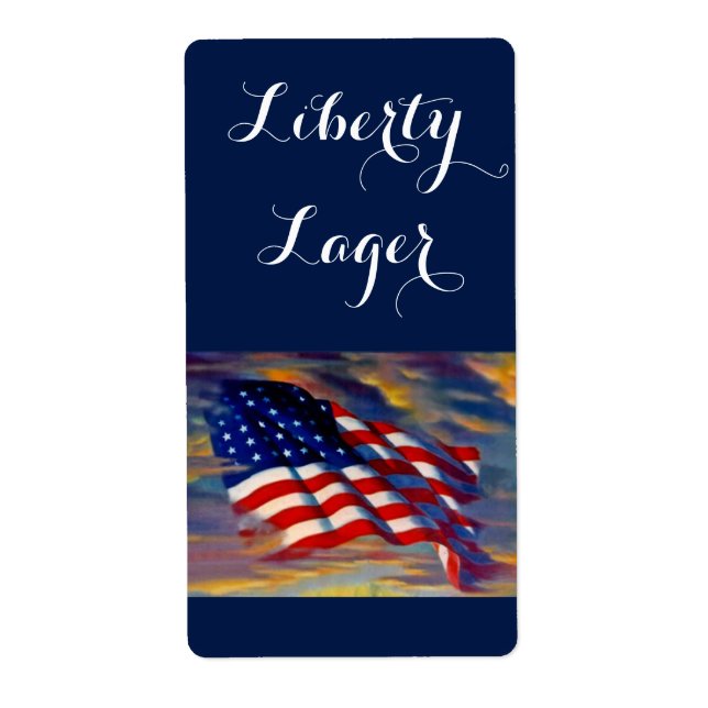 Étiquette Liberty Lager USA Drapeau Vague Homebreer Bière Ét (Devant)