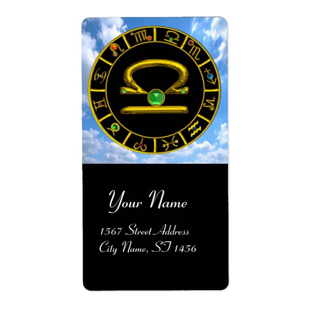 Étiquette LIBRA ZODIAC ANNIVERSAIRE JEWEL Green Emerald Gold (Devant)