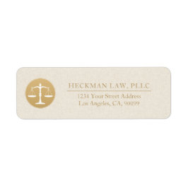 Étiquette Light Beige Linen Gold Justice Logo Business Card