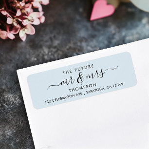 Étiquette Light Blue Elegant Chic Future M. et MRS Adresse