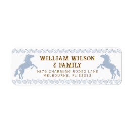 Étiquette Light Blue Western Rodeo Horse Adresse de retour L