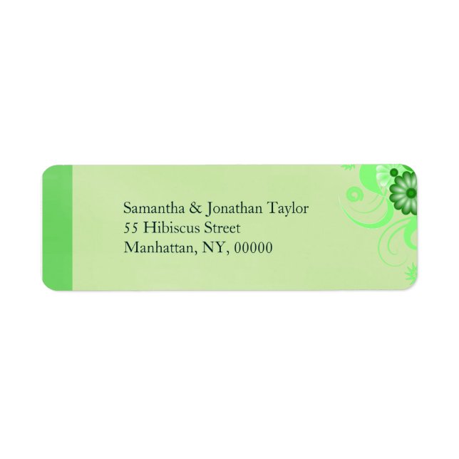 Étiquette Light Pastel Green Floral Retourner l'adresse Étiq (Devant)