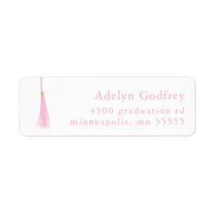 Étiquette Light Rose Tassel Graduation Adresse de retour