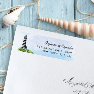 Étiquette Lighthouse Watercolor Mariage Adresse de retour