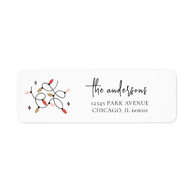 Étiquette Lights de Noël moderne Retour Adresse (Devant)