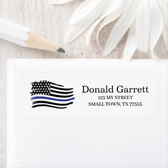 Étiquette Ligne bleue US Drapeau Première adresse de réponse (En situation)