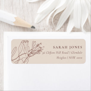 ÉTIQUETTE LIGNE DUSKY BLUSH TERRACOTTA DESSIN ADRESSE FLORAL