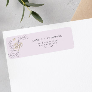 Étiquette Ligne élégante Floral Lilac Mariage Adresse de ret