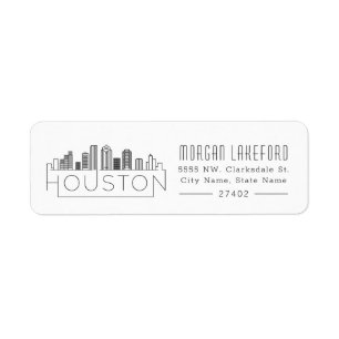 Étiquette Ligne Skyline Stylisée de Houston, Texas