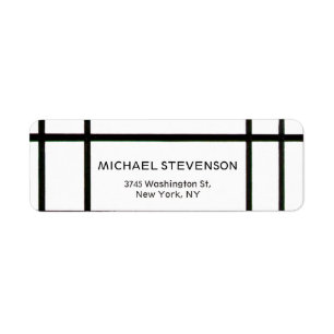 Étiquette Lignes Abstraites en noir blanc