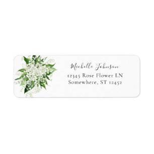 Étiquette Lily of the Valley White Floral Adresse de retour