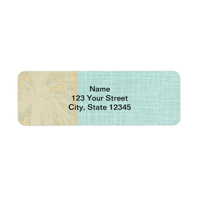 Étiquette Lin de crème et palmiers bleus (Devant)