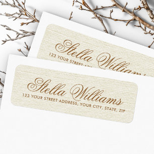 Étiquette linen ivoire romantique calligraphie script adress