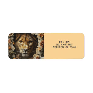 Étiquette Lion majestueux et design floral élégant - Étiquet
