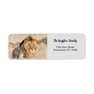 Étiquette Lion photo personnalisée Adresse de retour Label