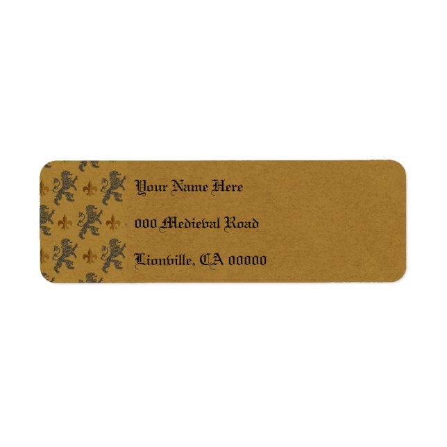 Étiquette Lions rampants noirs et fleur de Lis (Devant)