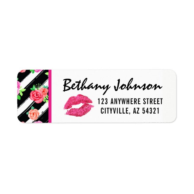 Étiquette Lipstick Distributeur Glam Rose Lip Adresse de ret (Devant)