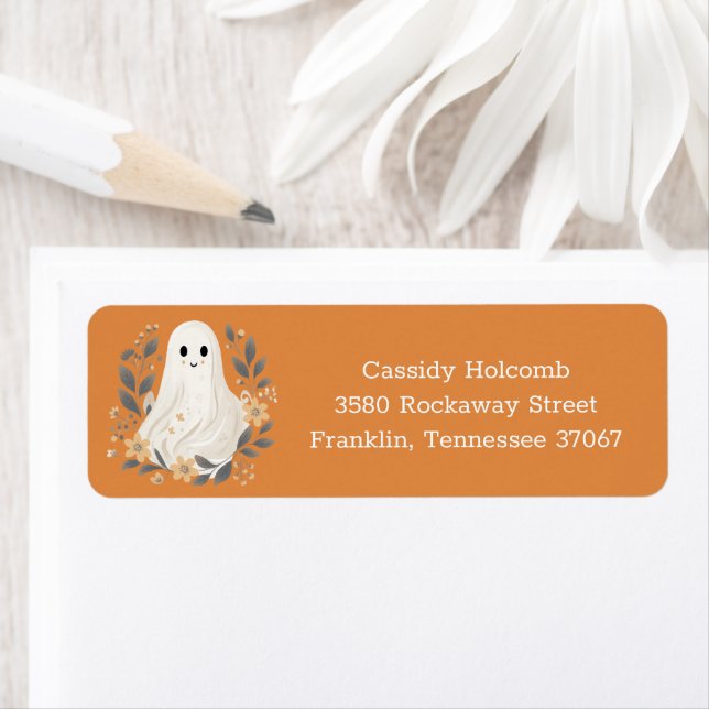 Étiquette Little Boo Ghost Adresse Baby shower Halloween (En situation)
