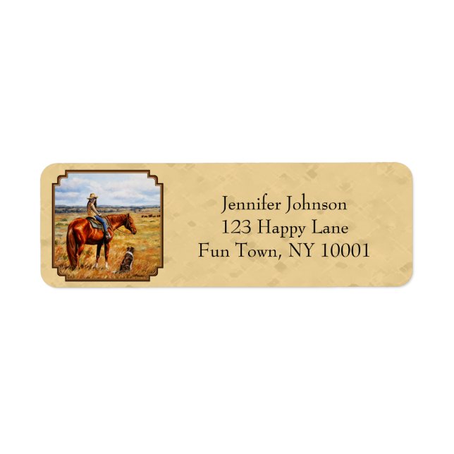 Étiquette Little Cowgirl on Cattle Horse Yellow (Devant)