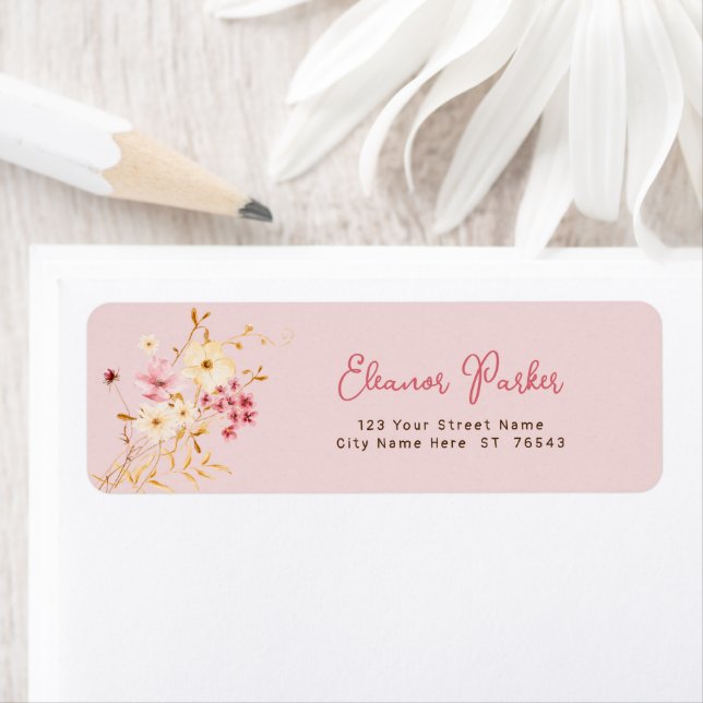 Étiquette Little Fleur sauvage Boho Baby shower Adresse de r (En situation)
