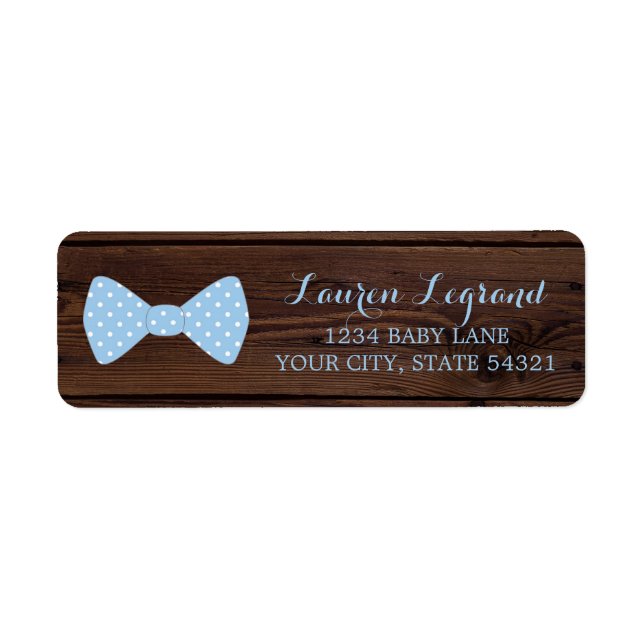 Étiquette Little Man Baby shower | Rustic Wood Bowtie (Devant)