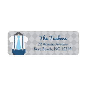 Étiquette Little Man Navy Blue Grey Adresse du Baby shower