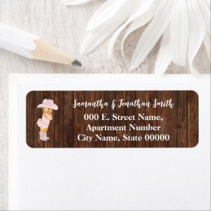 Étiquette Little Pink Cowgirl Baby shower Adresse de retour