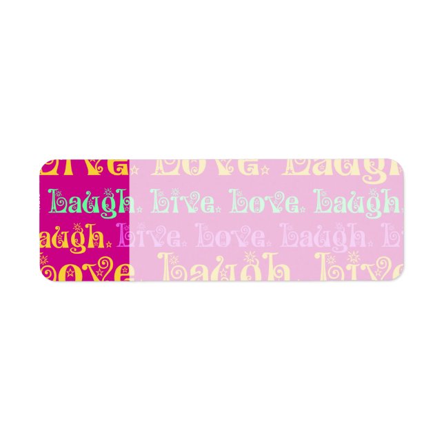 Étiquette Live Laugh Love Encourageants Mots Hot Pink Fuchsi (Devant)