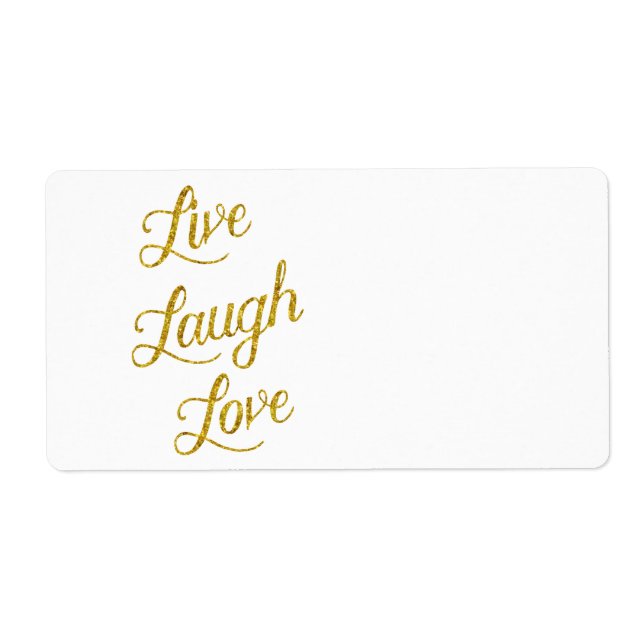 Étiquette Live Laugh Love Gold Faux Parties scintillant Séqu (Devant)