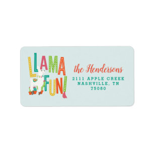 Étiquette Llama Fun Birthday Party Alpaca Retour Adresse :