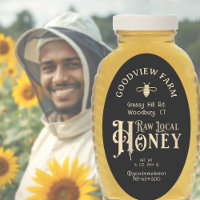 Étiquette local cru avec abeilles en noir