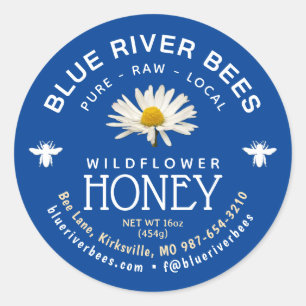 Étiquette local Daisy Blue Honey avec poignée Face