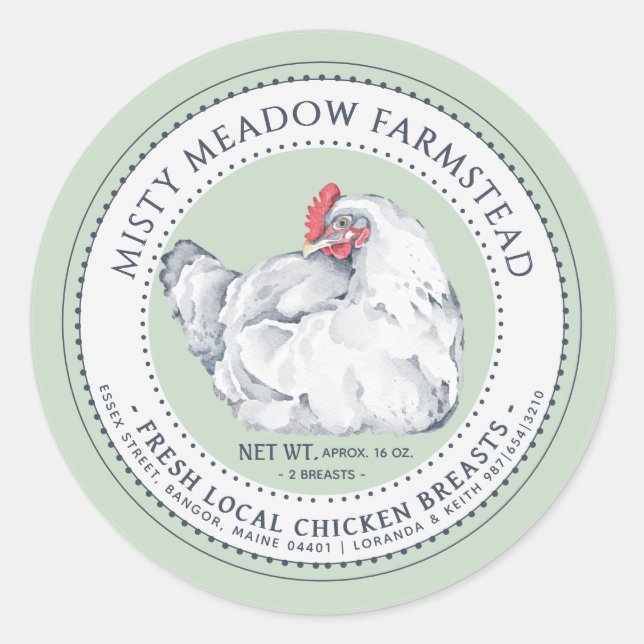Étiquette local de pièces de poulet Hen Farmer's M (Devant)