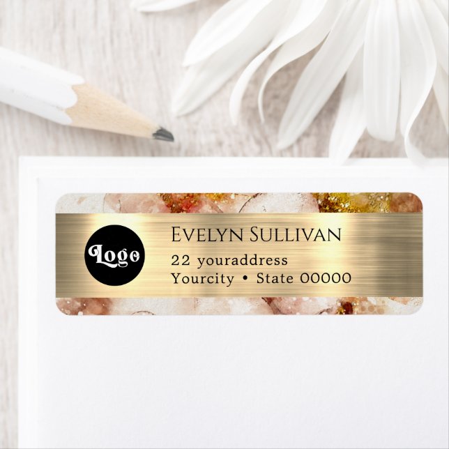 Étiquette logo Brown or aquarelle adresse de retour (En situation)