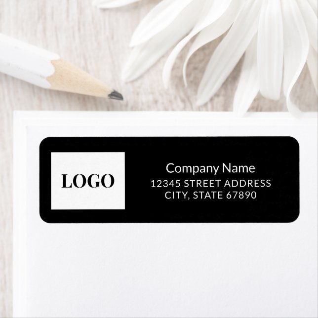 Étiquette Logo de l'entreprise professionnelle Adresse noire (En situation)