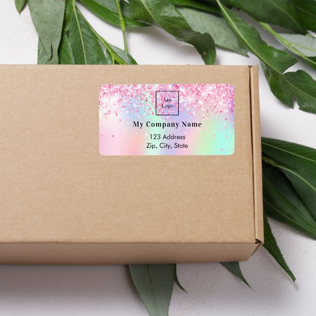 Étiquette Logo de l'entreprise rose vif adresse de retour (Créateur téléchargé)
