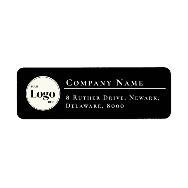 Étiquette Logo de l'entreprise simple Adresse de retour noir (Devant)